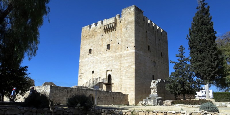 The view of the garden in front of the former Crusader stronghold - Kolossi Castle